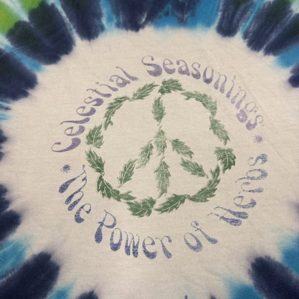 Vintage Celestial Seasonings The Power Of Herbs Tye Dye Shirt Adult Size XL